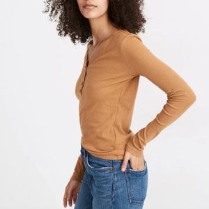 Madewell Long Sleeve Button Henley Camel Color Medium